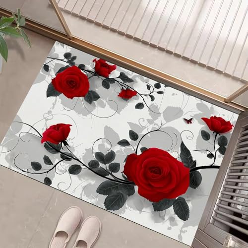 JEDTAKCT Hellgrau Waschbarer Teppich Rosenranke Muster 50X80Cm Moderner Wirbel Eingangsbereich Modern Fußmatte Badezimmerteppich Weich rutschfest Kleiner Kurzflor Bad Schlafzimmer JEDTAKCT Hellgrau Waschbarer Teppich Rosenranke Muster 50X80Cm Moderner Wirbel Eingangsbereich Modern Fußmatte Badezimmerteppich Weich rutschfest Kleiner Kurzflor Bad Schlafzimmer von JEDTAKCT