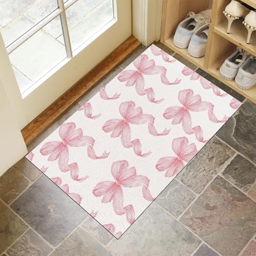 JEDTAKCT Hellrosa Waschbarer Teppich Handbemalte Schleife Muster 50X80Cm Vintage Schleife Eingangsbereich Modern Fußmatte Badezimmerteppich Weich rutschfest Kleiner Kurzflor Bad Schlafzimmer JEDTAKCT Hellrosa Waschbarer Teppich Handbemalte Schleife Muster 50X80Cm Vintage Schleife Eingangsbereich Modern Fußmatte Badezimmerteppich Weich rutschfest Kleiner Kurzflor Bad Schlafzimmer von JEDTAKCT