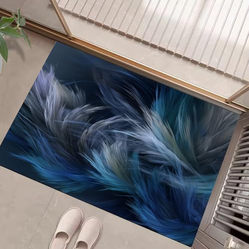 JEDTAKCT Indigo Waschbarer Teppich Federspirale Muster 40X60Cm Abstrakte Welle Eingangsbereich Modern Fußmatte Badezimmerteppich Weich rutschfest Kleiner Kurzflor Bad Schlafzimmer JEDTAKCT Indigo Waschbarer Teppich Federspirale Muster 40X60Cm Abstrakte Welle Eingangsbereich Modern Fußmatte Badezimmerteppich Weich rutschfest Kleiner Kurzflor Bad Schlafzimmer von JEDTAKCT
