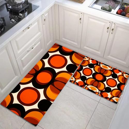 JEDTAKCT Küchenteppich Set 2 Stück Symmetrische Geometrie rutschfeste Küchenmatte, Retro Poster Waschbare Matten Teppiche Set, Teppich Läufer Für Flur Wohnraum (Gebranntes Orange, 44X75Cm+44X120Cm) JEDTAKCT Küchenteppich Set 2 Stück Symmetrische Geometrie rutschfeste Küchenmatte, Retro Poster Waschbare Matten Teppiche Set, Teppich Läufer Für Flur Wohnraum (Gebranntes Orange, 44X75Cm+44X120Cm) von JEDTAKCT