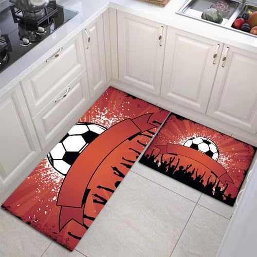 JEDTAKCT Küchenteppich Sets 2 Stück Western Football rutschfeste Küchenteppiche Matten Waschbare Flur Teppiche Vintage Poster Küchenbodenmatte Läufer Teppiche, Rostbraun, 40X60Cm+40X120Cm JEDTAKCT Küchenteppich Sets 2 Stück Western Football rutschfeste Küchenteppiche Matten Waschbare Flur Teppiche Vintage Poster Küchenbodenmatte Läufer Teppiche, Rostbraun, 40X60Cm+40X120Cm von JEDTAKCT