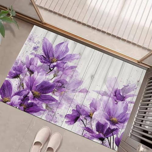 JEDTAKCT Lavendel Lila Waschbarer Teppich Aquarellblumen Muster 50X80Cm Tintenspritzer Holzwand Eingangsbereich Modern Fußmatte Badezimmerteppich Weich rutschfest Kleiner Kurzflor Bad Schlafzimmer JEDTAKCT Lavendel Lila Waschbarer Teppich Aquarellblumen Muster 50X80Cm Tintenspritzer Holzwand Eingangsbereich Modern Fußmatte Badezimmerteppich Weich rutschfest Kleiner Kurzflor Bad Schlafzimmer von JEDTAKCT