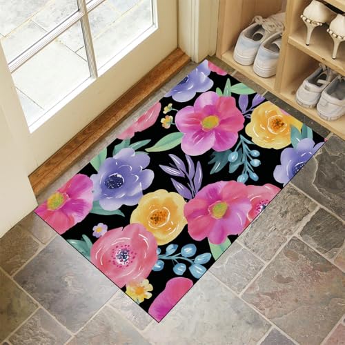JEDTAKCT Magenta Waschbarer Teppich Aquarellblumen Muster 50X80Cm Handgemalte Pflanzen Eingangsbereich Modern Fußmatte Badezimmerteppich Weich rutschfest Kleiner Kurzflor Bad Schlafzimmer JEDTAKCT Magenta Waschbarer Teppich Aquarellblumen Muster 50X80Cm Handgemalte Pflanzen Eingangsbereich Modern Fußmatte Badezimmerteppich Weich rutschfest Kleiner Kurzflor Bad Schlafzimmer von JEDTAKCT