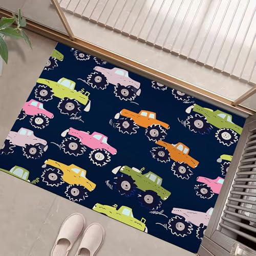 JEDTAKCT Marineblau Waschbarer Teppich Cartoon-Truck Muster 60X90Cm Lustiges Auto Poster Eingangsbereich Modern Fußmatte Badezimmerteppich Weich rutschfest Kleiner Kurzflor Bad Schlafzimmer JEDTAKCT Marineblau Waschbarer Teppich Cartoon-Truck Muster 60X90Cm Lustiges Auto Poster Eingangsbereich Modern Fußmatte Badezimmerteppich Weich rutschfest Kleiner Kurzflor Bad Schlafzimmer von JEDTAKCT
