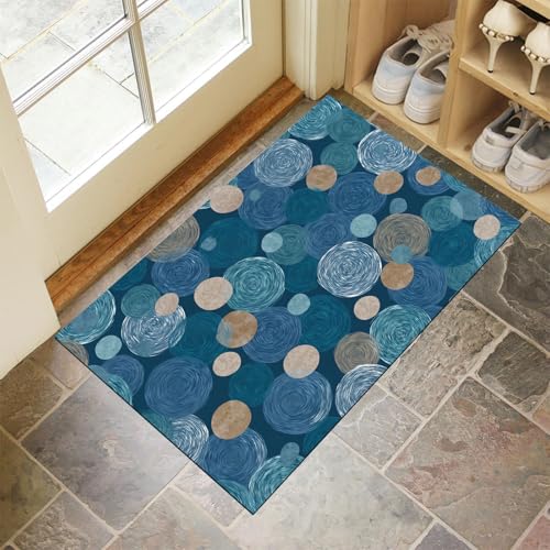 JEDTAKCT Marineblau Waschbarer Teppich Polka Dot Ring Muster 50X80Cm Abstrakt Geometrisch Eingangsbereich Modern Fußmatte Badezimmerteppich Weich rutschfest Kleiner Kurzflor Bad Schlafzimmer JEDTAKCT Marineblau Waschbarer Teppich Polka Dot Ring Muster 50X80Cm Abstrakt Geometrisch Eingangsbereich Modern Fußmatte Badezimmerteppich Weich rutschfest Kleiner Kurzflor Bad Schlafzimmer von JEDTAKCT