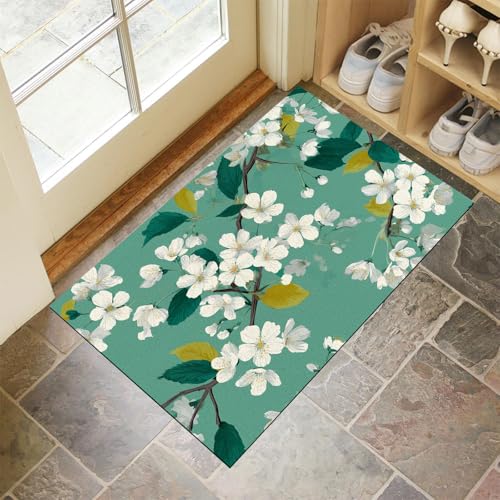 JEDTAKCT Mintgrün Waschbarer Teppich Kirschblüten-Ölgemälde Muster 50X80Cm Frühlingspflanzen Eingangsbereich Modern Fußmatte Badezimmerteppich Weich rutschfest Kleiner Kurzflor Bad Schlafzimmer JEDTAKCT Mintgrün Waschbarer Teppich Kirschblüten-Ölgemälde Muster 50X80Cm Frühlingspflanzen Eingangsbereich Modern Fußmatte Badezimmerteppich Weich rutschfest Kleiner Kurzflor Bad Schlafzimmer von JEDTAKCT