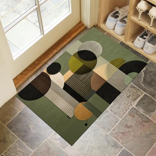 JEDTAKCT Olivgrün Waschbarer Teppich 3D-Streifen Polka Dots Muster 50X80Cm Retro-Geometrie Eingangsbereich Modern Fußmatte Badezimmerteppich Weich rutschfest Kleiner Kurzflor Bad Schlafzimmer JEDTAKCT Olivgrün Waschbarer Teppich 3D-Streifen Polka Dots Muster 50X80Cm Retro-Geometrie Eingangsbereich Modern Fußmatte Badezimmerteppich Weich rutschfest Kleiner Kurzflor Bad Schlafzimmer von JEDTAKCT