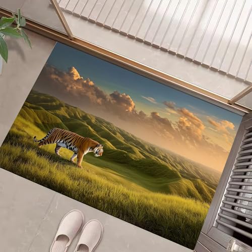 JEDTAKCT Olivgrün Waschbarer Teppich Afrikanischer Tiger Muster 80X120Cm Graslandtier Eingangsbereich Modern Fußmatte Badezimmerteppich Weich rutschfest Kleiner Kurzflor Bad Schlafzimmer JEDTAKCT Olivgrün Waschbarer Teppich Afrikanischer Tiger Muster 80X120Cm Graslandtier Eingangsbereich Modern Fußmatte Badezimmerteppich Weich rutschfest Kleiner Kurzflor Bad Schlafzimmer von JEDTAKCT