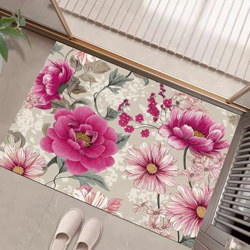 JEDTAKCT Pfingstrose Kosmos Fußmatte Teppich Orientalische Blumen Kurzflor Fussmatte Magenta Türmatte rutschfest Waschbarer Retro Teppich Für Esszimmer Flur Eingangsbereich Fußabtreter 40X60Cm JEDTAKCT Pfingstrose Kosmos Fußmatte Teppich Orientalische Blumen Kurzflor Fussmatte Magenta Türmatte rutschfest Waschbarer Retro Teppich Für Esszimmer Flur Eingangsbereich Fußabtreter 40X60Cm von JEDTAKCT