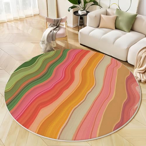JEDTAKCT Regenbogenstreifen Teppich Rund 120Cm Kurzflor, Waschbare Teppiche Wohnzimmer Abstraktes Ölgemälde, Runder Teppich 120Cm Durchmesser Pastellgrün, Bettvorleger Schlafzimmer rutschfest Weich JEDTAKCT Regenbogenstreifen Teppich Rund 120Cm Kurzflor, Waschbare Teppiche Wohnzimmer Abstraktes Ölgemälde, Runder Teppich 120Cm Durchmesser Pastellgrün, Bettvorleger Schlafzimmer rutschfest Weich von JEDTAKCT