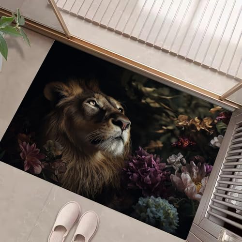 JEDTAKCT Retro Löwe Fußmatte Teppich Pflanzenästhetik Kurzflor Fussmatte Braun Türmatte rutschfest Waschbarer Retro Teppich Für Esszimmer Flur Eingangsbereich Fußabtreter 40X60Cm JEDTAKCT Retro Löwe Fußmatte Teppich Pflanzenästhetik Kurzflor Fussmatte Braun Türmatte rutschfest Waschbarer Retro Teppich Für Esszimmer Flur Eingangsbereich Fußabtreter 40X60Cm von JEDTAKCT