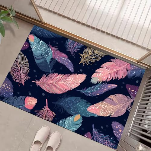 JEDTAKCT Rosa Lila Waschbarer Teppich Aquarellfedern Muster 40X60Cm Böhmische Ästhetik Eingangsbereich Modern Fußmatte Badezimmerteppich Weich rutschfest Kleiner Kurzflor Bad Schlafzimmer JEDTAKCT Rosa Lila Waschbarer Teppich Aquarellfedern Muster 40X60Cm Böhmische Ästhetik Eingangsbereich Modern Fußmatte Badezimmerteppich Weich rutschfest Kleiner Kurzflor Bad Schlafzimmer von JEDTAKCT