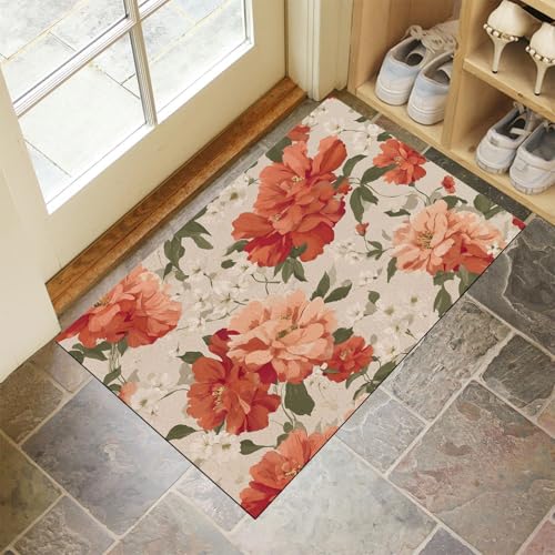 JEDTAKCT Rosa Waschbarer Teppich Orientalische Blumen Muster 40X60Cm Klassische Pflanzen Eingangsbereich Modern Fußmatte Badezimmerteppich Weich rutschfest Kleiner Kurzflor Bad Schlafzimmer JEDTAKCT Rosa Waschbarer Teppich Orientalische Blumen Muster 40X60Cm Klassische Pflanzen Eingangsbereich Modern Fußmatte Badezimmerteppich Weich rutschfest Kleiner Kurzflor Bad Schlafzimmer von JEDTAKCT