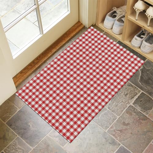 JEDTAKCT Rot Weiß Waschbarer Teppich Landhausstil Muster Muster 80X120Cm Retro Geometrisch Eingangsbereich Modern Fußmatte Badezimmerteppich Weich rutschfest Kleiner Kurzflor Bad Schlafzimmer JEDTAKCT Rot Weiß Waschbarer Teppich Landhausstil Muster Muster 80X120Cm Retro Geometrisch Eingangsbereich Modern Fußmatte Badezimmerteppich Weich rutschfest Kleiner Kurzflor Bad Schlafzimmer von JEDTAKCT