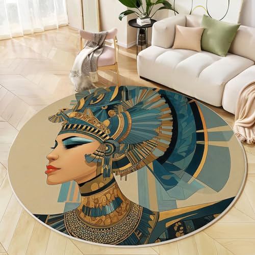 JEDTAKCT Runder Teppiche Wohnzimmer, Beige Schönheit Im Ägyptischen Stil Muster Waschbare Teppiche, rutschfest Weicher Kurzflor Poster Im Anime-Stil Teppich Für Schlafzimmer Esszimmer Kamin, 100 cm JEDTAKCT Runder Teppiche Wohnzimmer, Beige Schönheit Im Ägyptischen Stil Muster Waschbare Teppiche, rutschfest Weicher Kurzflor Poster Im Anime-Stil Teppich Für Schlafzimmer Esszimmer Kamin, 100 cm von JEDTAKCT