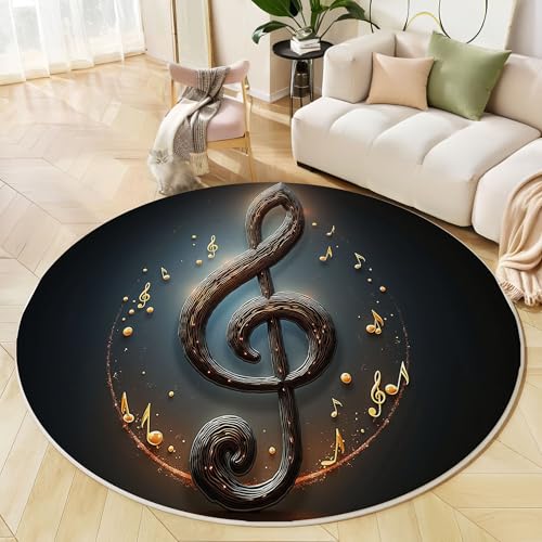 JEDTAKCT Runder Teppiche Wohnzimmer, Dunkelgrau 3D-Holzmaserung Musiknoten Muster Waschbare Teppiche, rutschfest Weicher Kurzflor Retro-Ästhetik Teppich Für Schlafzimmer Esszimmer Kamin, 60 cm JEDTAKCT Runder Teppiche Wohnzimmer, Dunkelgrau 3D-Holzmaserung Musiknoten Muster Waschbare Teppiche, rutschfest Weicher Kurzflor Retro-Ästhetik Teppich Für Schlafzimmer Esszimmer Kamin, 60 cm von JEDTAKCT