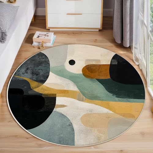 JEDTAKCT Runder Teppiche Wohnzimmer, Hellgrau Abstrakt Geometrisch Muster Waschbare Teppiche, rutschfest Weicher Kurzflor Einfaches Ölgemälde Teppich Für Schlafzimmer Esszimmer Kamin, 120 cm JEDTAKCT Runder Teppiche Wohnzimmer, Hellgrau Abstrakt Geometrisch Muster Waschbare Teppiche, rutschfest Weicher Kurzflor Einfaches Ölgemälde Teppich Für Schlafzimmer Esszimmer Kamin, 120 cm von JEDTAKCT