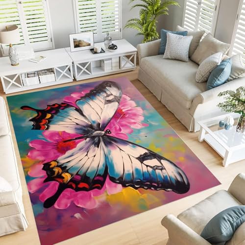 JEDTAKCT Schmetterling Kosmos Teppich Schlafzimmer, Vintage Ölgemälde Teppich 200X300Cm – Weicher Waschbar Pflegeleicht, Anti-Rutsch Kurzflor Teppiche Für Wohnzimmer, Küche Magenta JEDTAKCT Schmetterling Kosmos Teppich Schlafzimmer, Vintage Ölgemälde Teppich 200X300Cm – Weicher Waschbar Pflegeleicht, Anti-Rutsch Kurzflor Teppiche Für Wohnzimmer, Küche Magenta von JEDTAKCT