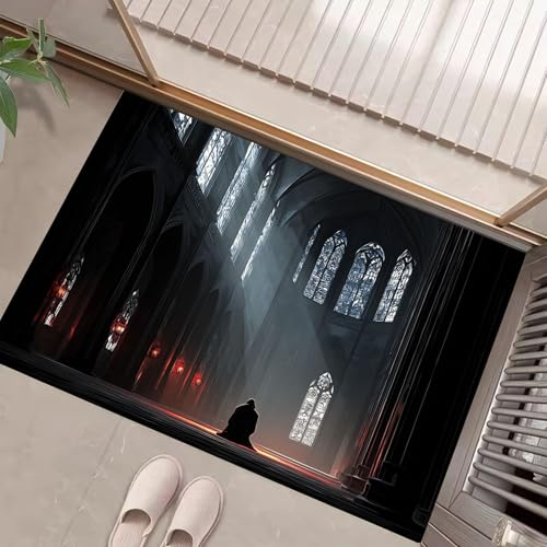 JEDTAKCT Schwarz Waschbarer Teppich Fantasy-Architektur Muster 80X120Cm Mittelalterliche Ästhetik Eingangsbereich Modern Fußmatte Badezimmerteppich Weich rutschfest Kleiner Kurzflor Bad Schlafzimmer JEDTAKCT Schwarz Waschbarer Teppich Fantasy-Architektur Muster 80X120Cm Mittelalterliche Ästhetik Eingangsbereich Modern Fußmatte Badezimmerteppich Weich rutschfest Kleiner Kurzflor Bad Schlafzimmer von JEDTAKCT
