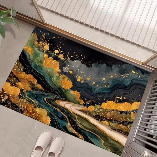 JEDTAKCT Schwarzes Gold Waschbarer Teppich Goldfolienfluss Muster 90X150Cm Abstrakter Marmor Eingangsbereich Modern Fußmatte Badezimmerteppich Weich rutschfest Kleiner Kurzflor Bad Schlafzimmer JEDTAKCT Schwarzes Gold Waschbarer Teppich Goldfolienfluss Muster 90X150Cm Abstrakter Marmor Eingangsbereich Modern Fußmatte Badezimmerteppich Weich rutschfest Kleiner Kurzflor Bad Schlafzimmer von JEDTAKCT