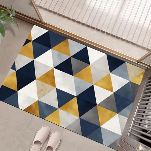 JEDTAKCT Senfgelb Waschbarer Teppich Modernes Dreieck Muster 50X80Cm Farbverlaufsgeometrie Eingangsbereich Modern Fußmatte Badezimmerteppich Weich rutschfest Kleiner Kurzflor Bad Schlafzimmer JEDTAKCT Senfgelb Waschbarer Teppich Modernes Dreieck Muster 50X80Cm Farbverlaufsgeometrie Eingangsbereich Modern Fußmatte Badezimmerteppich Weich rutschfest Kleiner Kurzflor Bad Schlafzimmer von JEDTAKCT