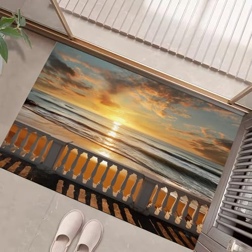 JEDTAKCT Senfgelb Waschbarer Teppich Sunset Beach Muster 60X90Cm Architektur Im Nordischen Stil Eingangsbereich Modern Fußmatte Badezimmerteppich Weich rutschfest Kleiner Kurzflor Bad Schlafzimmer JEDTAKCT Senfgelb Waschbarer Teppich Sunset Beach Muster 60X90Cm Architektur Im Nordischen Stil Eingangsbereich Modern Fußmatte Badezimmerteppich Weich rutschfest Kleiner Kurzflor Bad Schlafzimmer von JEDTAKCT