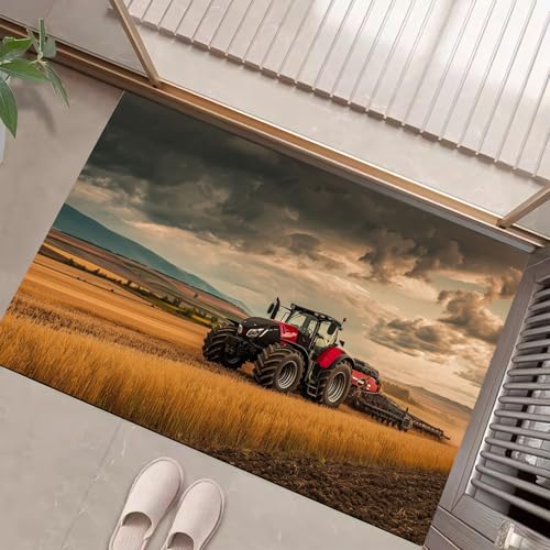 JEDTAKCT Senfgelb Waschbarer Teppich Traktor Im Weizenfeld Muster 40X60Cm Ländliche Landschaft Eingangsbereich Modern Fußmatte Badezimmerteppich Weich rutschfest Kleiner Kurzflor Bad Schlafzimmer JEDTAKCT Senfgelb Waschbarer Teppich Traktor Im Weizenfeld Muster 40X60Cm Ländliche Landschaft Eingangsbereich Modern Fußmatte Badezimmerteppich Weich rutschfest Kleiner Kurzflor Bad Schlafzimmer von JEDTAKCT