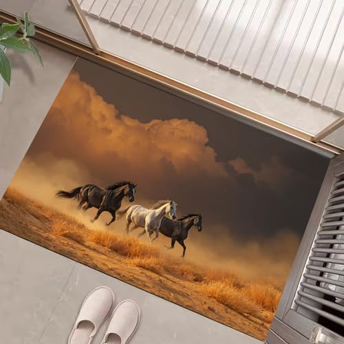 JEDTAKCT Senfgelb Waschbarer Teppich Wildpferde Muster 50X80Cm Wüstenlandschaft Eingangsbereich Modern Fußmatte Badezimmerteppich Weich rutschfest Kleiner Kurzflor Bad Schlafzimmer JEDTAKCT Senfgelb Waschbarer Teppich Wildpferde Muster 50X80Cm Wüstenlandschaft Eingangsbereich Modern Fußmatte Badezimmerteppich Weich rutschfest Kleiner Kurzflor Bad Schlafzimmer von JEDTAKCT