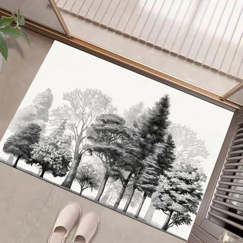 JEDTAKCT Skizze Wald Fußmatte Teppich Moderne Handzeichnung Kurzflor Fussmatte Schwarz Weiß Türmatte rutschfest Waschbarer Retro Teppich Für Esszimmer Flur Eingangsbereich Fußabtreter 50X80Cm JEDTAKCT Skizze Wald Fußmatte Teppich Moderne Handzeichnung Kurzflor Fussmatte Schwarz Weiß Türmatte rutschfest Waschbarer Retro Teppich Für Esszimmer Flur Eingangsbereich Fußabtreter 50X80Cm von JEDTAKCT