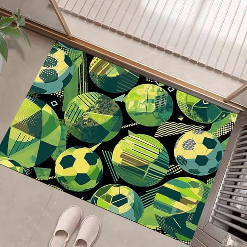 JEDTAKCT Smaragdgrün Waschbarer Teppich Cartoon Fußball Muster 90X150Cm Abstrakt Geometrisch Eingangsbereich Modern Fußmatte Badezimmerteppich Weich rutschfest Kleiner Kurzflor Bad Schlafzimmer JEDTAKCT Smaragdgrün Waschbarer Teppich Cartoon Fußball Muster 90X150Cm Abstrakt Geometrisch Eingangsbereich Modern Fußmatte Badezimmerteppich Weich rutschfest Kleiner Kurzflor Bad Schlafzimmer von JEDTAKCT