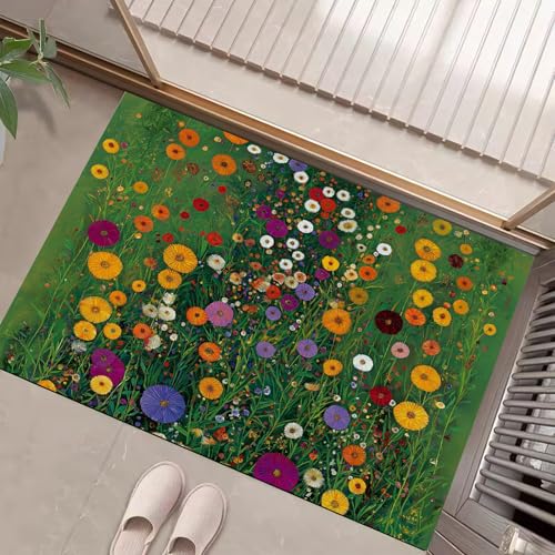 JEDTAKCT Smaragdgrün Waschbarer Teppich Frühlingsgarten Muster 60X90Cm Vintage-Pflanzen Eingangsbereich Modern Fußmatte Badezimmerteppich Weich rutschfest Kleiner Kurzflor Bad Schlafzimmer JEDTAKCT Smaragdgrün Waschbarer Teppich Frühlingsgarten Muster 60X90Cm Vintage-Pflanzen Eingangsbereich Modern Fußmatte Badezimmerteppich Weich rutschfest Kleiner Kurzflor Bad Schlafzimmer von JEDTAKCT