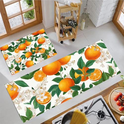 JEDTAKCT Sommerorange Küchenteppich Sets 2 Stück Flur Läufer Einfache Blumen Muster Teppichläufer Orange Küchenläufer Teppiche rutschfest Waschbar Für Bettvorleger 43X75Cm+43X150Cm JEDTAKCT Sommerorange Küchenteppich Sets 2 Stück Flur Läufer Einfache Blumen Muster Teppichläufer Orange Küchenläufer Teppiche rutschfest Waschbar Für Bettvorleger 43X75Cm+43X150Cm von JEDTAKCT