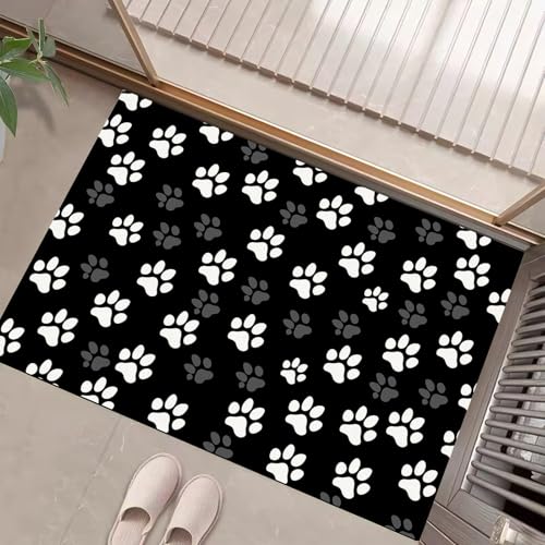 JEDTAKCT Süße Katzenpfote Fussmatte Teppich 50X80Cm, Wohnzimmerteppich Schlafzimmerteppich, Schwarz Weiß Waschbarer Fußmatte, Einfaches Tier Rutschfester Teppich Für Küche Flur Esszimmer JEDTAKCT Süße Katzenpfote Fussmatte Teppich 50X80Cm, Wohnzimmerteppich Schlafzimmerteppich, Schwarz Weiß Waschbarer Fußmatte, Einfaches Tier Rutschfester Teppich Für Küche Flur Esszimmer von JEDTAKCT