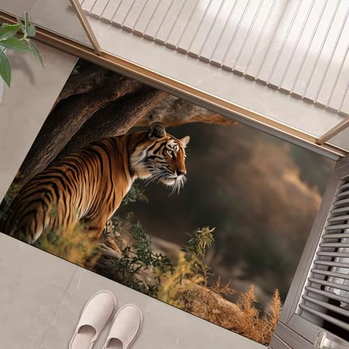 JEDTAKCT Tan Waschbarer Teppich Waldtiger Muster 40X60Cm Wildtiere Eingangsbereich Modern Fußmatte Badezimmerteppich Weich rutschfest Kleiner Kurzflor Bad Schlafzimmer JEDTAKCT Tan Waschbarer Teppich Waldtiger Muster 40X60Cm Wildtiere Eingangsbereich Modern Fußmatte Badezimmerteppich Weich rutschfest Kleiner Kurzflor Bad Schlafzimmer von JEDTAKCT