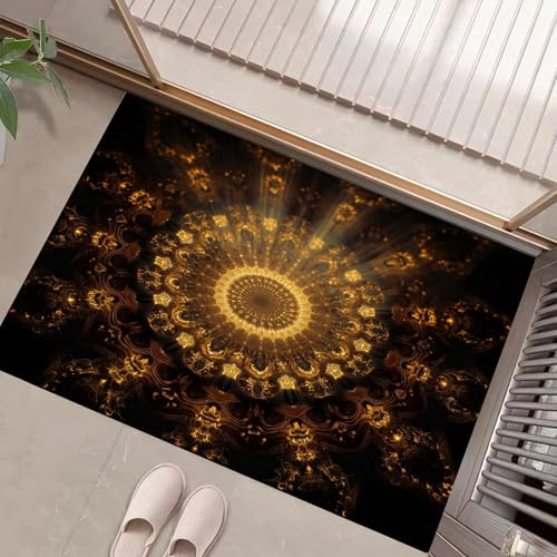 JEDTAKCT Teppiche Mit 3D Glänzendes Mandala, Traditionelle Ästhetik Teppich Weiche, Bronze rutschfeste Fußmatte Waschbarer Teppich Für Eingang Badezimmer Treppe Spielzimmer Fußmatte, 60X90Cm JEDTAKCT Teppiche Mit 3D Glänzendes Mandala, Traditionelle Ästhetik Teppich Weiche, Bronze rutschfeste Fußmatte Waschbarer Teppich Für Eingang Badezimmer Treppe Spielzimmer Fußmatte, 60X90Cm von JEDTAKCT