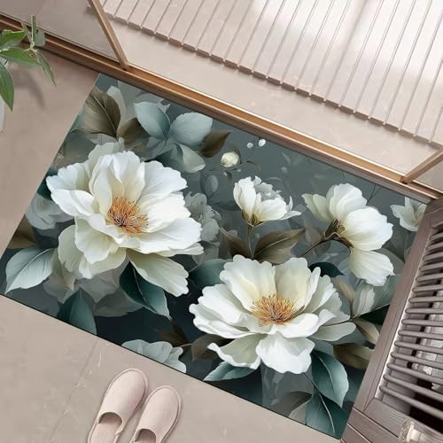JEDTAKCT Teppiche Mit 3D-Magnolien-Ölgemälde, Elegante Pflanzen Teppich Weiche, Anthrazitgrau rutschfeste Fußmatte Waschbarer Teppich Für Eingang Badezimmer Treppe Spielzimmer Fußmatte, 50X80Cm JEDTAKCT Teppiche Mit 3D-Magnolien-Ölgemälde, Elegante Pflanzen Teppich Weiche, Anthrazitgrau rutschfeste Fußmatte Waschbarer Teppich Für Eingang Badezimmer Treppe Spielzimmer Fußmatte, 50X80Cm von JEDTAKCT