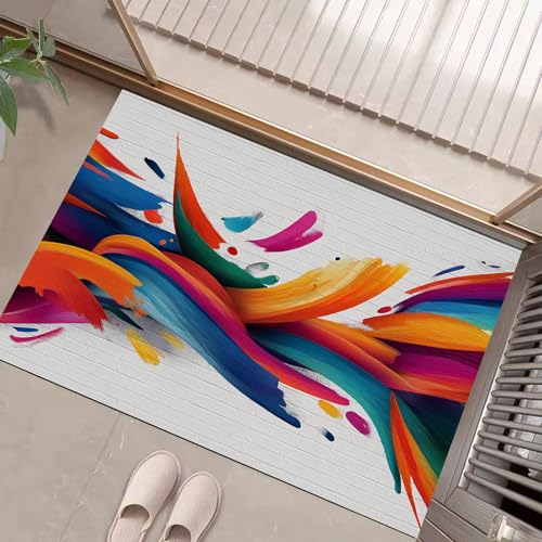 JEDTAKCT Teppiche Mit 3D Ziegelwand, Streetstyle Graffiti Teppich Weiche, Hellgrau rutschfeste Fußmatte Waschbarer Teppich Für Eingang Badezimmer Treppe Spielzimmer Fußmatte, 50X80Cm JEDTAKCT Teppiche Mit 3D Ziegelwand, Streetstyle Graffiti Teppich Weiche, Hellgrau rutschfeste Fußmatte Waschbarer Teppich Für Eingang Badezimmer Treppe Spielzimmer Fußmatte, 50X80Cm von JEDTAKCT