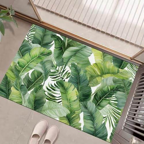 JEDTAKCT Teppiche Mit Aquarell Bananenblätter, Tropische Pflanzen Teppich Weiche, Salbeigrün rutschfeste Fußmatte Waschbarer Teppich Für Eingang Badezimmer Treppe Spielzimmer Fußmatte, 90X150Cm JEDTAKCT Teppiche Mit Aquarell Bananenblätter, Tropische Pflanzen Teppich Weiche, Salbeigrün rutschfeste Fußmatte Waschbarer Teppich Für Eingang Badezimmer Treppe Spielzimmer Fußmatte, 90X150Cm von JEDTAKCT