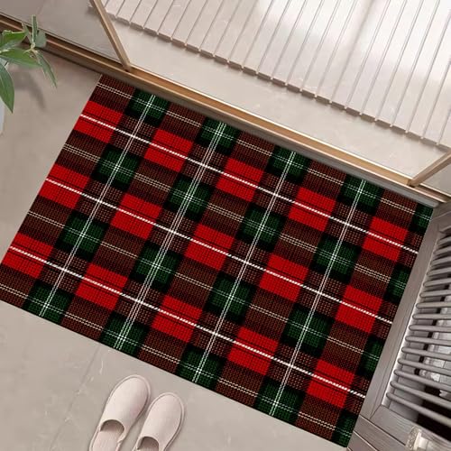 JEDTAKCT Teppiche Mit Buffalo Plaid Textur, Weihnachtsgeometrie Teppich Weiche, Rot Schwarz rutschfeste Fußmatte Waschbarer Teppich Für Eingang Badezimmer Treppe Spielzimmer Fußmatte, 50X80Cm JEDTAKCT Teppiche Mit Buffalo Plaid Textur, Weihnachtsgeometrie Teppich Weiche, Rot Schwarz rutschfeste Fußmatte Waschbarer Teppich Für Eingang Badezimmer Treppe Spielzimmer Fußmatte, 50X80Cm von JEDTAKCT