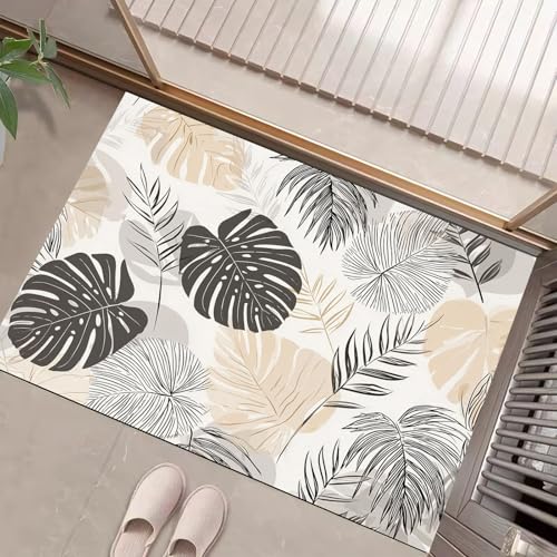 JEDTAKCT Teppiche Mit Einfache Palmblätter, Tropische Pflanzen Teppich Weiche, Beige rutschfeste Fußmatte Waschbarer Teppich Für Eingang Badezimmer Treppe Spielzimmer Fußmatte, 50X80Cm JEDTAKCT Teppiche Mit Einfache Palmblätter, Tropische Pflanzen Teppich Weiche, Beige rutschfeste Fußmatte Waschbarer Teppich Für Eingang Badezimmer Treppe Spielzimmer Fußmatte, 50X80Cm von JEDTAKCT