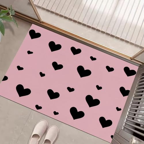JEDTAKCT Teppiche Mit Einfaches Herz, Süße Geometrie Teppich Weiche, Rosa Grau rutschfeste Fußmatte Waschbarer Teppich Für Eingang Badezimmer Treppe Spielzimmer Fußmatte, 80X120Cm JEDTAKCT Teppiche Mit Einfaches Herz, Süße Geometrie Teppich Weiche, Rosa Grau rutschfeste Fußmatte Waschbarer Teppich Für Eingang Badezimmer Treppe Spielzimmer Fußmatte, 80X120Cm von JEDTAKCT