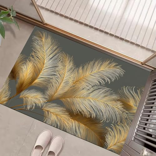 JEDTAKCT Teppiche Mit Federpalmenblätter, Minimalistische Pflanzen Teppich Weiche, Graugold rutschfeste Fußmatte Waschbarer Teppich Für Eingang Badezimmer Treppe Spielzimmer Fußmatte, 60X90Cm JEDTAKCT Teppiche Mit Federpalmenblätter, Minimalistische Pflanzen Teppich Weiche, Graugold rutschfeste Fußmatte Waschbarer Teppich Für Eingang Badezimmer Treppe Spielzimmer Fußmatte, 60X90Cm von JEDTAKCT