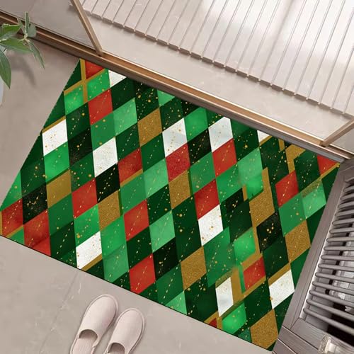 JEDTAKCT Teppiche Mit Goldfolien-Diamantgitter, Weihnachtsgeometrie Teppich Weiche, Smaragdgrün rutschfeste Fußmatte Waschbarer Teppich Für Eingang Badezimmer Treppe Spielzimmer Fußmatte, 40X60Cm JEDTAKCT Teppiche Mit Goldfolien-Diamantgitter, Weihnachtsgeometrie Teppich Weiche, Smaragdgrün rutschfeste Fußmatte Waschbarer Teppich Für Eingang Badezimmer Treppe Spielzimmer Fußmatte, 40X60Cm von JEDTAKCT