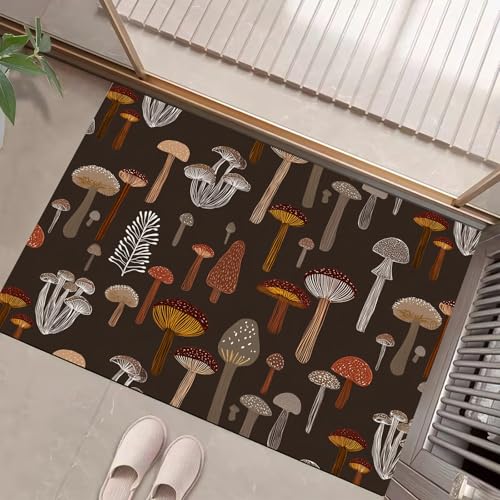JEDTAKCT Teppiche Mit Handbemalte Pilze, Einfache Pflanzen Teppich Weiche, Rostbraun rutschfeste Fußmatte Waschbarer Teppich Für Eingang Badezimmer Treppe Spielzimmer Fußmatte, 60X90Cm JEDTAKCT Teppiche Mit Handbemalte Pilze, Einfache Pflanzen Teppich Weiche, Rostbraun rutschfeste Fußmatte Waschbarer Teppich Für Eingang Badezimmer Treppe Spielzimmer Fußmatte, 60X90Cm von JEDTAKCT