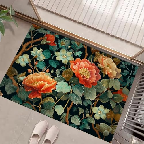 JEDTAKCT Teppiche Mit Orientalische Pfingstrose, Traditionelle Pflanzen Teppich Weiche, Türkis rutschfeste Fußmatte Waschbarer Teppich Für Eingang Badezimmer Treppe Spielzimmer Fußmatte, 90X150Cm JEDTAKCT Teppiche Mit Orientalische Pfingstrose, Traditionelle Pflanzen Teppich Weiche, Türkis rutschfeste Fußmatte Waschbarer Teppich Für Eingang Badezimmer Treppe Spielzimmer Fußmatte, 90X150Cm von JEDTAKCT