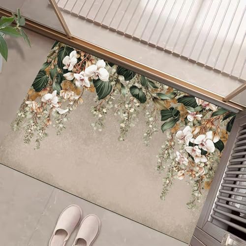 JEDTAKCT Teppiche Mit Phalaenopsis Ranken, Vintage Pflanzen Teppich Weiche, Braun rutschfeste Fußmatte Waschbarer Teppich Für Eingang Badezimmer Treppe Spielzimmer Fußmatte, 40X60Cm JEDTAKCT Teppiche Mit Phalaenopsis Ranken, Vintage Pflanzen Teppich Weiche, Braun rutschfeste Fußmatte Waschbarer Teppich Für Eingang Badezimmer Treppe Spielzimmer Fußmatte, 40X60Cm von JEDTAKCT