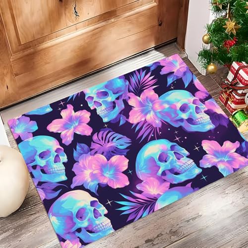 JEDTAKCT Teppiche Mit Psychedelischer Totenkopf, Tropische Pflanzen Teppich Weiche, Pink Lila rutschfeste Fußmatte Waschbarer Teppich Für Eingang Badezimmer Treppe Spielzimmer Fußmatte, 90X150Cm JEDTAKCT Teppiche Mit Psychedelischer Totenkopf, Tropische Pflanzen Teppich Weiche, Pink Lila rutschfeste Fußmatte Waschbarer Teppich Für Eingang Badezimmer Treppe Spielzimmer Fußmatte, 90X150Cm von JEDTAKCT