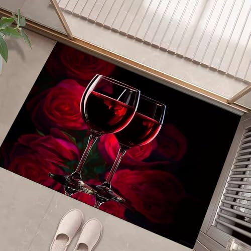 JEDTAKCT Teppiche Mit Rosé Rotwein, Romantischer Valentinstag Teppich Weiche, Bordeauxrot rutschfeste Fußmatte Waschbarer Teppich Für Eingang Badezimmer Treppe Spielzimmer Fußmatte, 90X150Cm JEDTAKCT Teppiche Mit Rosé Rotwein, Romantischer Valentinstag Teppich Weiche, Bordeauxrot rutschfeste Fußmatte Waschbarer Teppich Für Eingang Badezimmer Treppe Spielzimmer Fußmatte, 90X150Cm von JEDTAKCT
