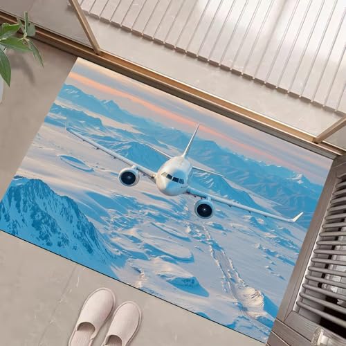 JEDTAKCT Teppiche Mit Schneebedeckte Berge, Moderne Flugzeuge Teppich Weiche, Königsblau rutschfeste Fußmatte Waschbarer Teppich Für Eingang Badezimmer Treppe Spielzimmer Fußmatte, 40X60Cm JEDTAKCT Teppiche Mit Schneebedeckte Berge, Moderne Flugzeuge Teppich Weiche, Königsblau rutschfeste Fußmatte Waschbarer Teppich Für Eingang Badezimmer Treppe Spielzimmer Fußmatte, 40X60Cm von JEDTAKCT