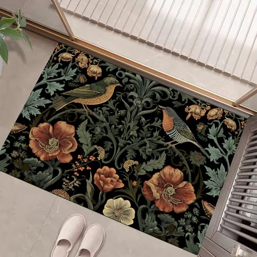 JEDTAKCT Teppiche Mit Singvögel Blumen, Retro-Pflanzen Teppich Weiche, Olivgrün rutschfeste Fußmatte Waschbarer Teppich Für Eingang Badezimmer Treppe Spielzimmer Fußmatte, 40X60Cm JEDTAKCT Teppiche Mit Singvögel Blumen, Retro-Pflanzen Teppich Weiche, Olivgrün rutschfeste Fußmatte Waschbarer Teppich Für Eingang Badezimmer Treppe Spielzimmer Fußmatte, 40X60Cm von JEDTAKCT
